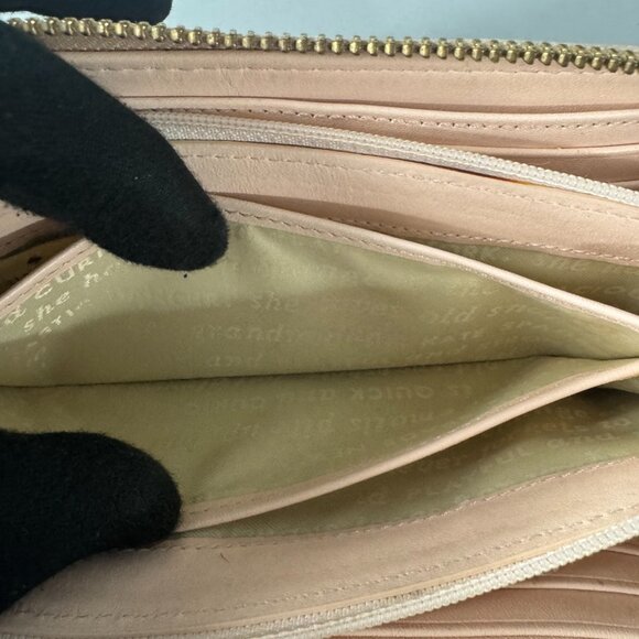 Kate Spade Spencer Metallic Leather Slim Zip Around Continental Wallet Rose Gold - Picture 12 of 15